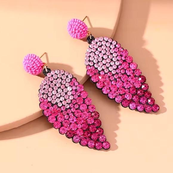 Pink Angel Wings Crystal Earrings - Picture 2 of 4